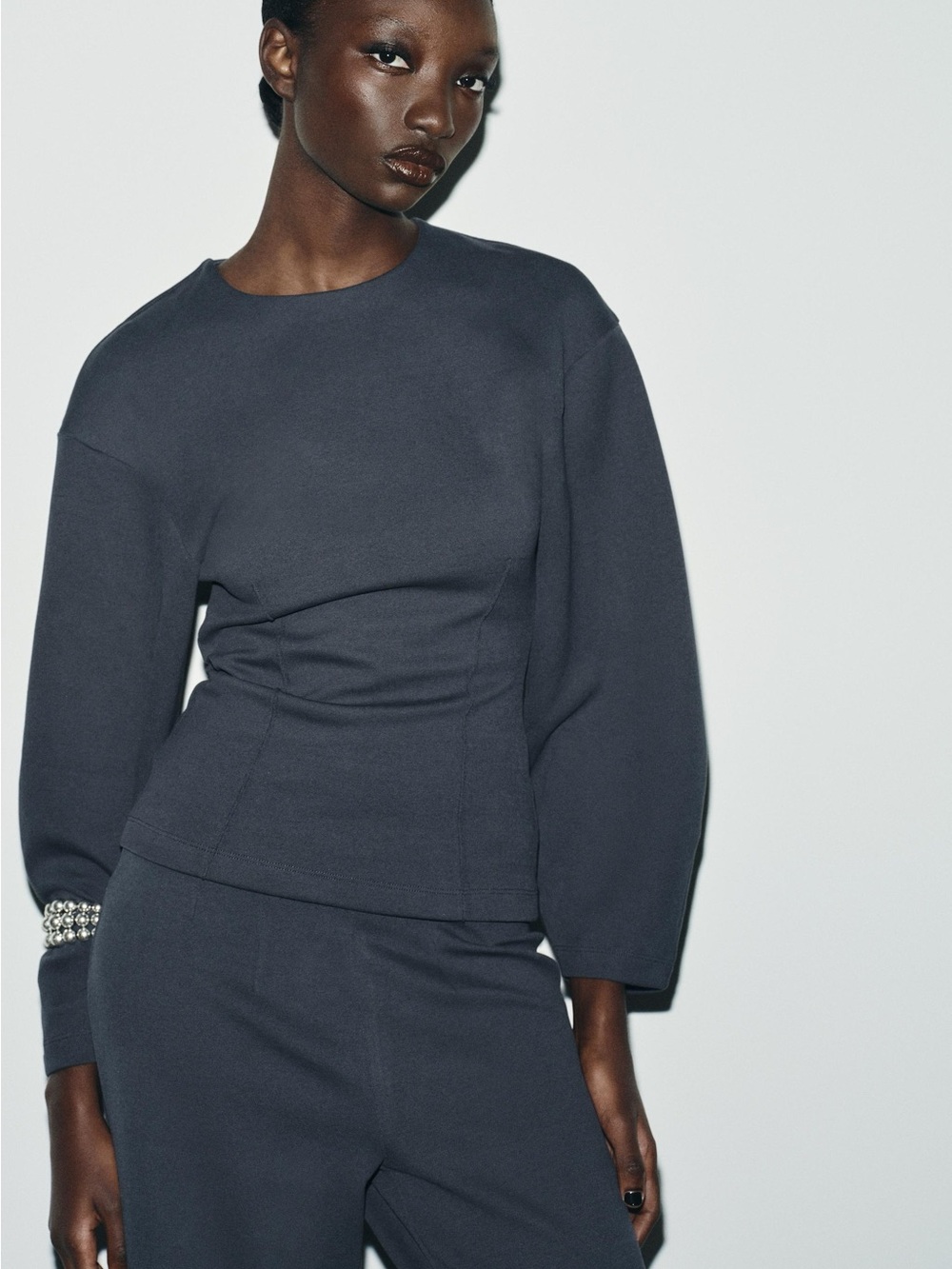 Zara Dark Charcoal Crewneck Pullover